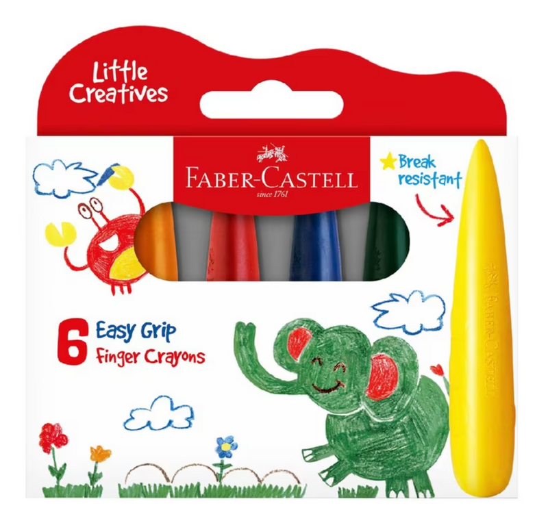 Faber-Castell Little Creatives Easy Grasp Finger Crayons (6 Pack)