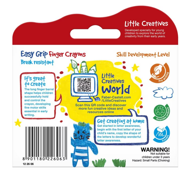 Faber-Castell Little Creatives Easy Grasp Finger Crayons (6 Pack)