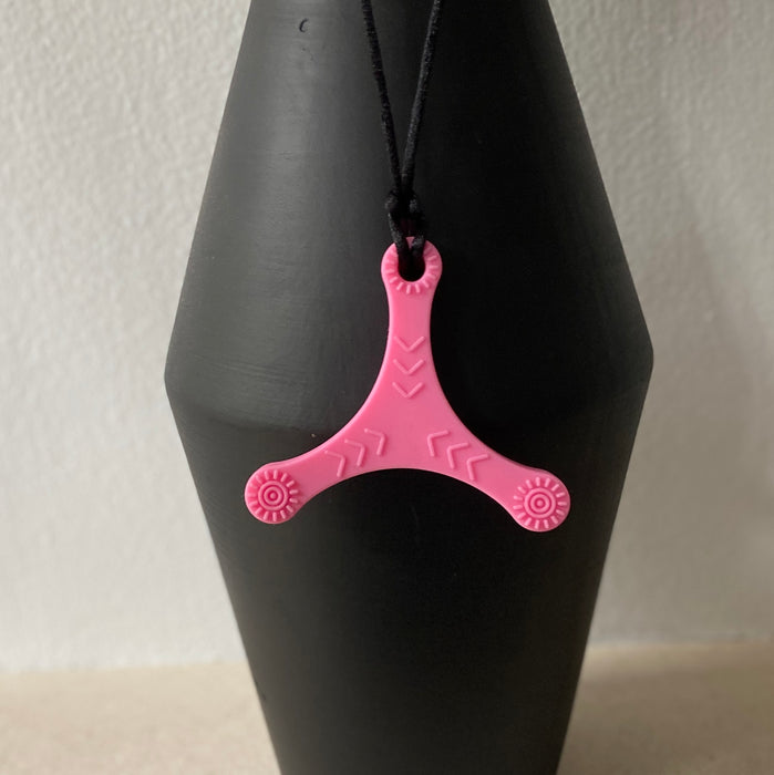 Pink Y Shaped Sensory Chew Necklace
