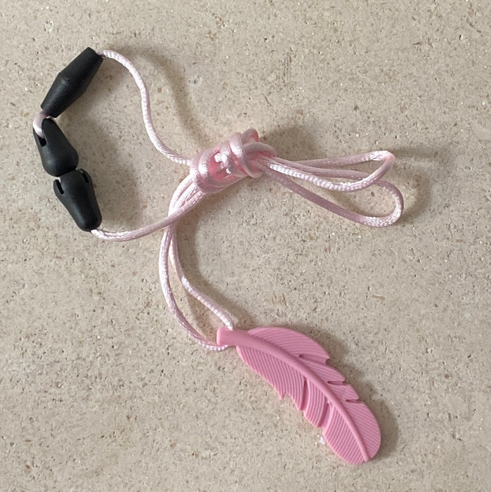 Pink Feather Sensory Chew Necklace