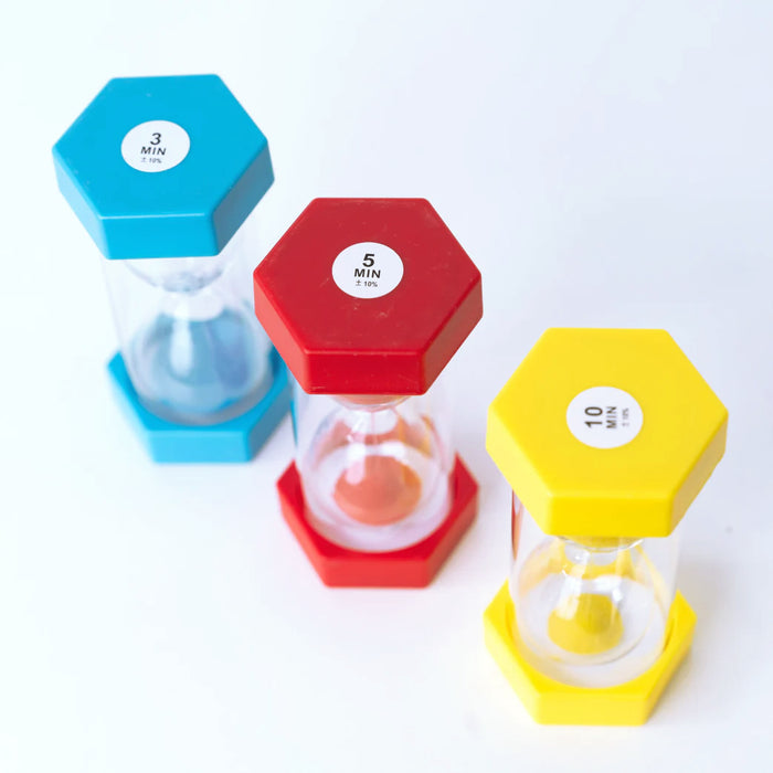 Sand Activity Timer Hourglass Clock for Kids (3 Pack)
