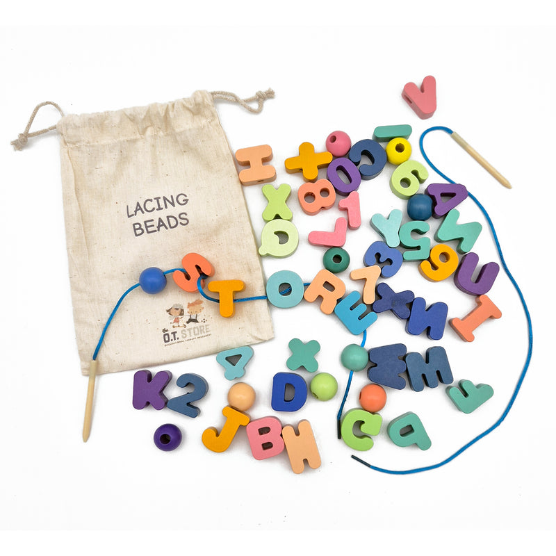 Alphabet Lacing Beads Fine Motor Game