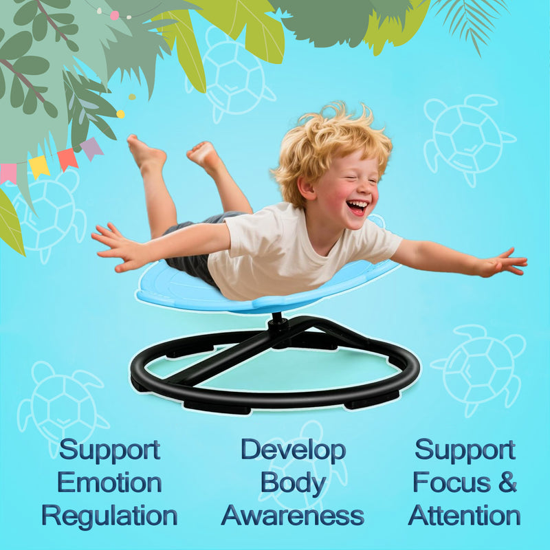 Children's Round Sensory Swivel Chair (Blue Turtle)