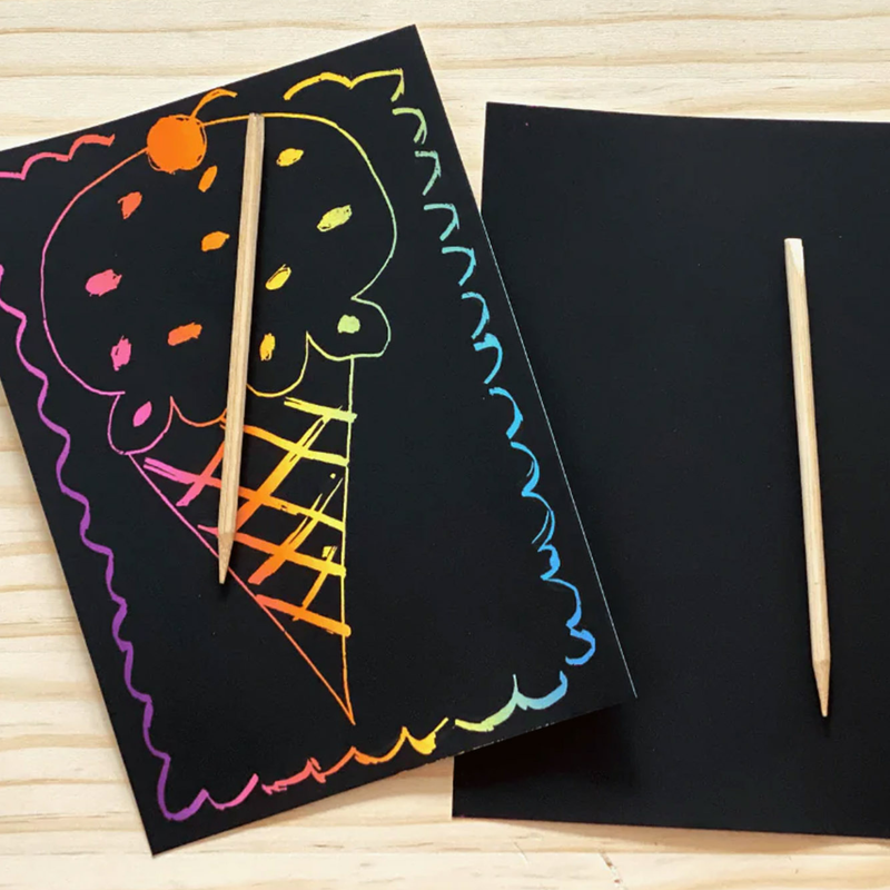 Castle & Kite Rainbow Scratch Art Paper