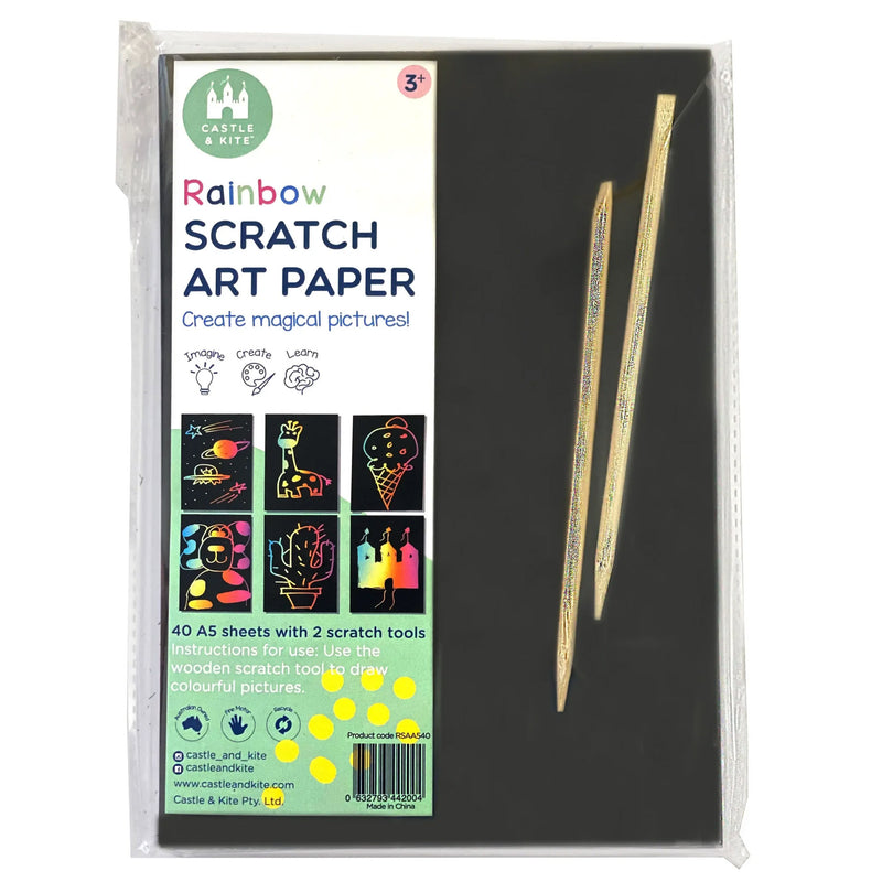 Castle & Kite Rainbow Scratch Art Paper