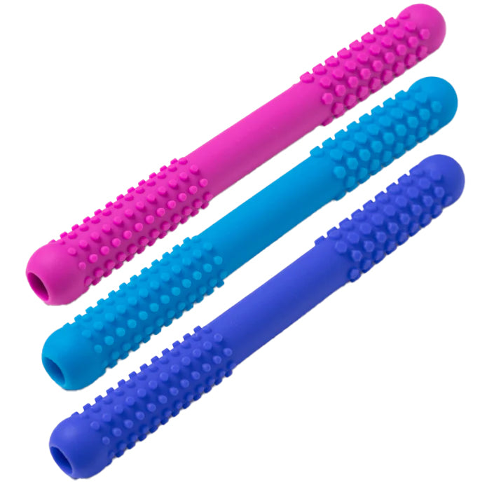 Three chewy tube oral motor therapy tools