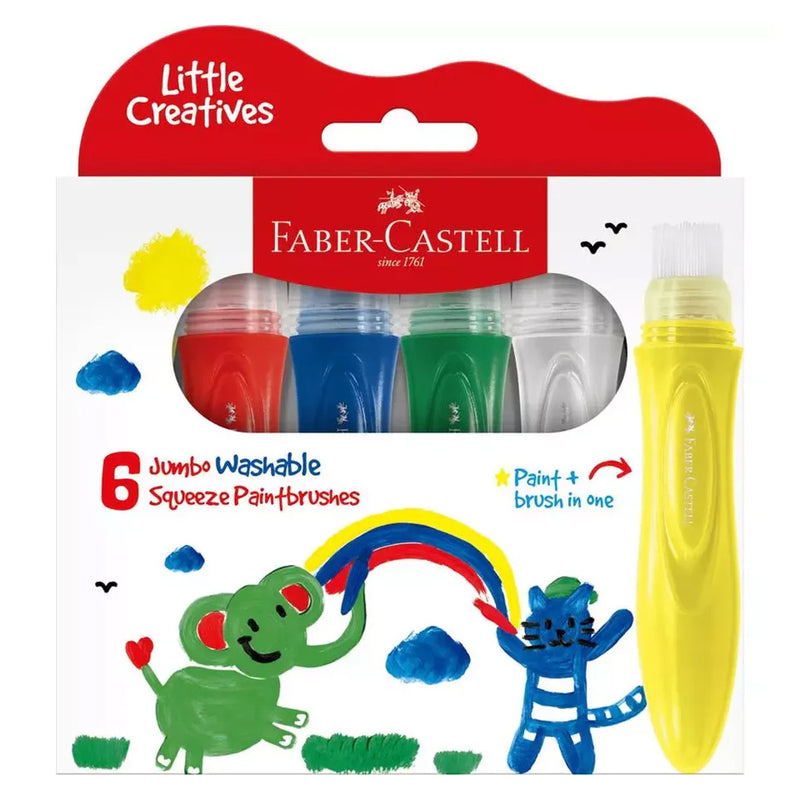 Faber-Castell Jumbo Squeeze Paintbrushes Washable (6 Pack)