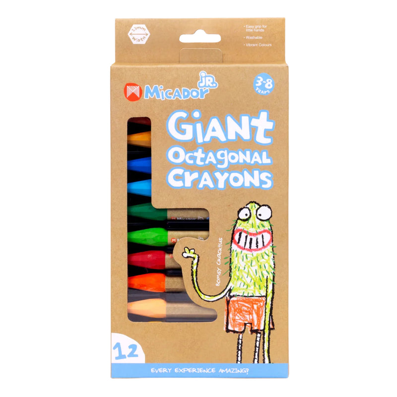 Micador JR Giant Crayons Octagonal Pack 12
