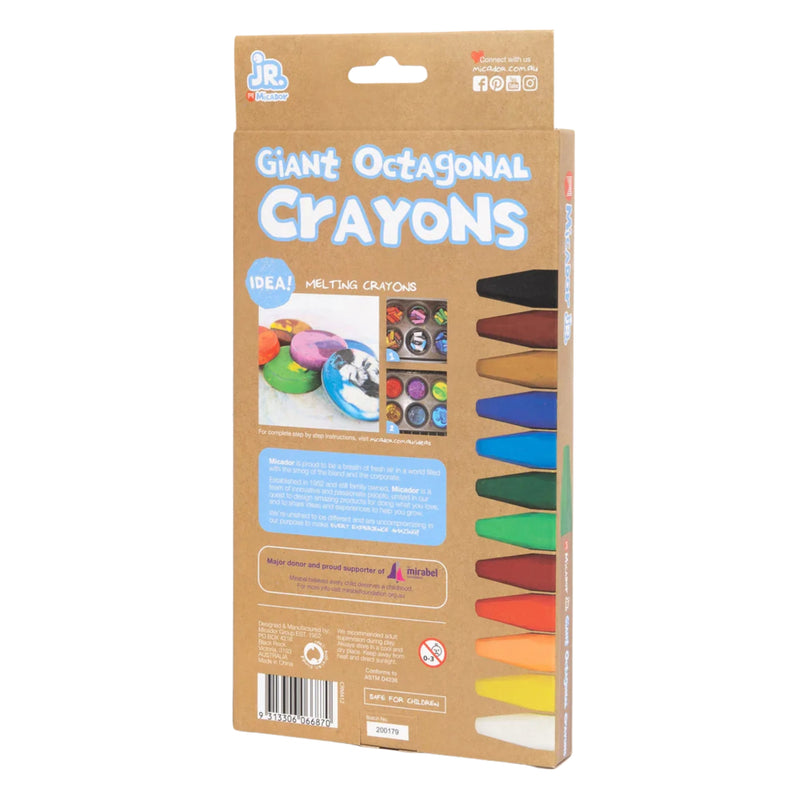 Micador JR Giant Crayons Octagonal Pack 12