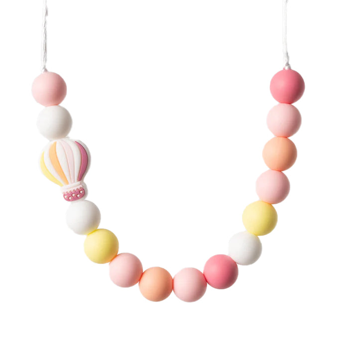 Pastel Beaded Necklace with Hot Air Balloon Pendant