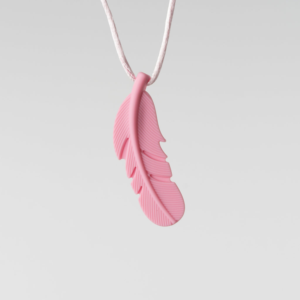 Pink Feather Sensory Chew Necklace The OT Store