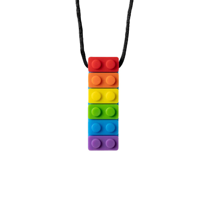 Rainbow Lego Block Chew Necklace