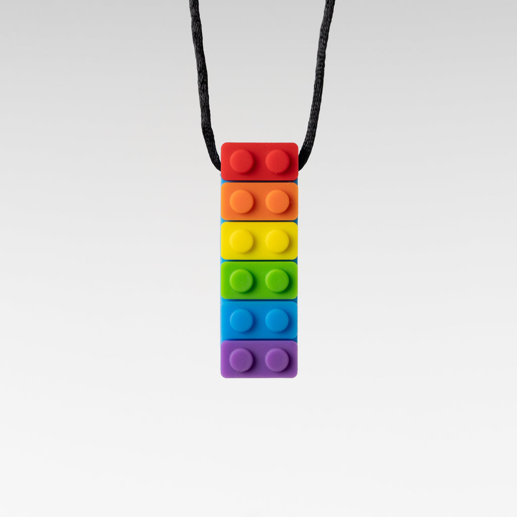 Rainbow Lego Block Chew Necklace