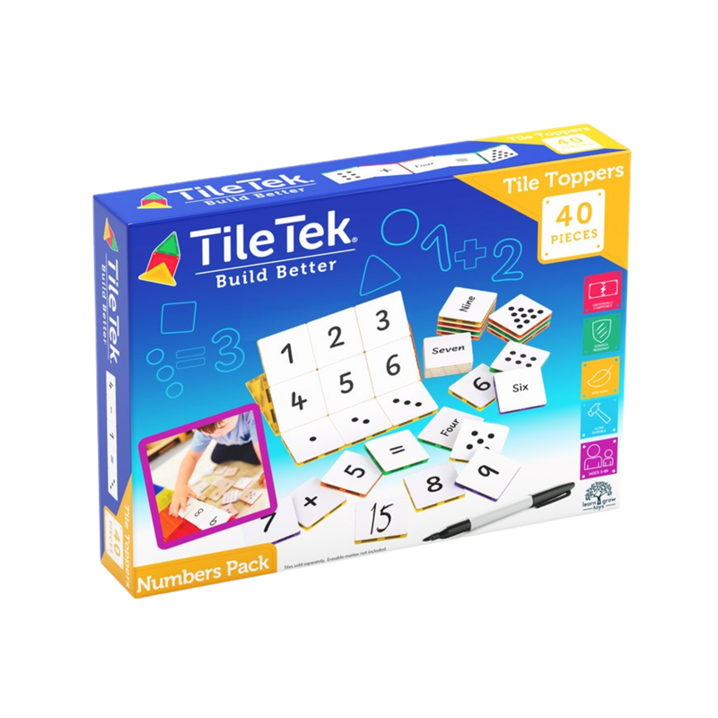 TileTek Magnetic Tile Toppers Numbers Pack 40 Pieces