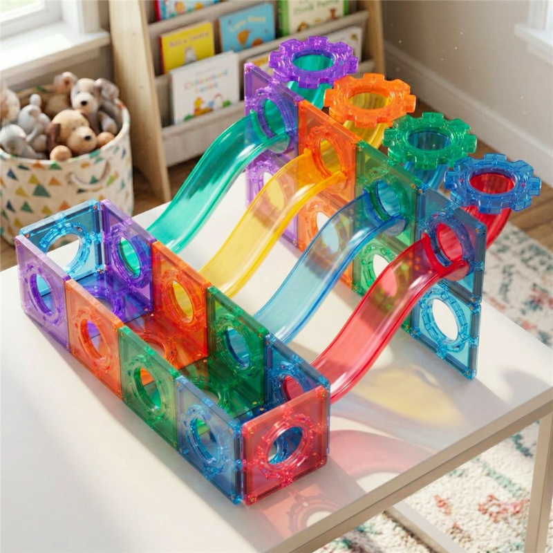 TileTek Magnetic Tiles Ball Run Set 95 Pieces