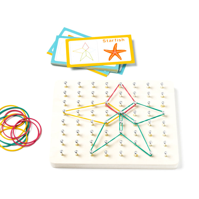 Small Wooden Geometric Elastic and Nail Board