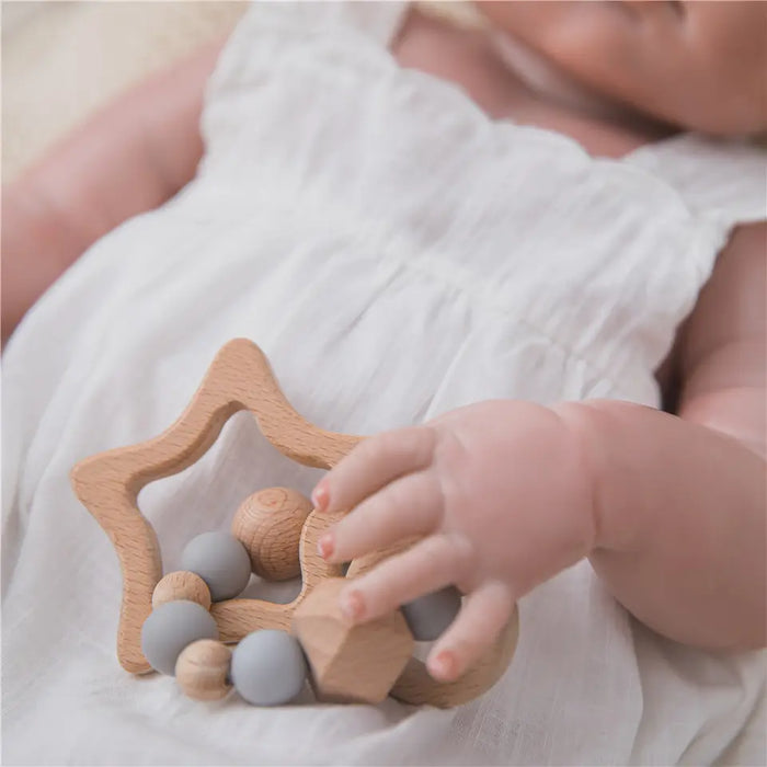 Baby Wooden and Silicone Bead Teether