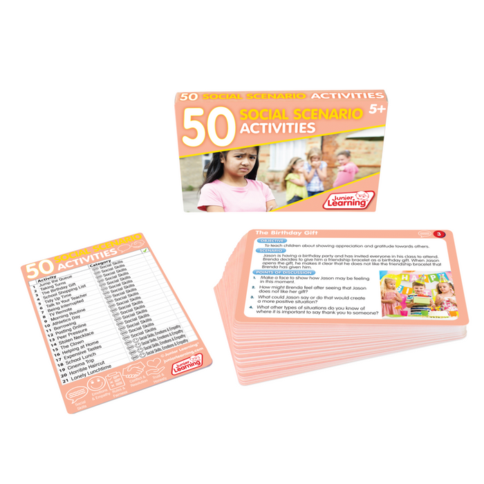 Junior Learning 50 Social Scenario Activity Flash Cards Picture Book
