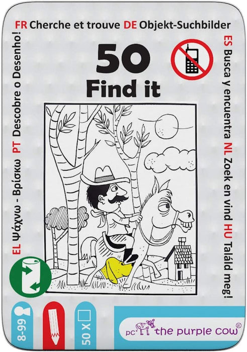 The Purple Cow 50 Find It Cards Colouring Travel Pack