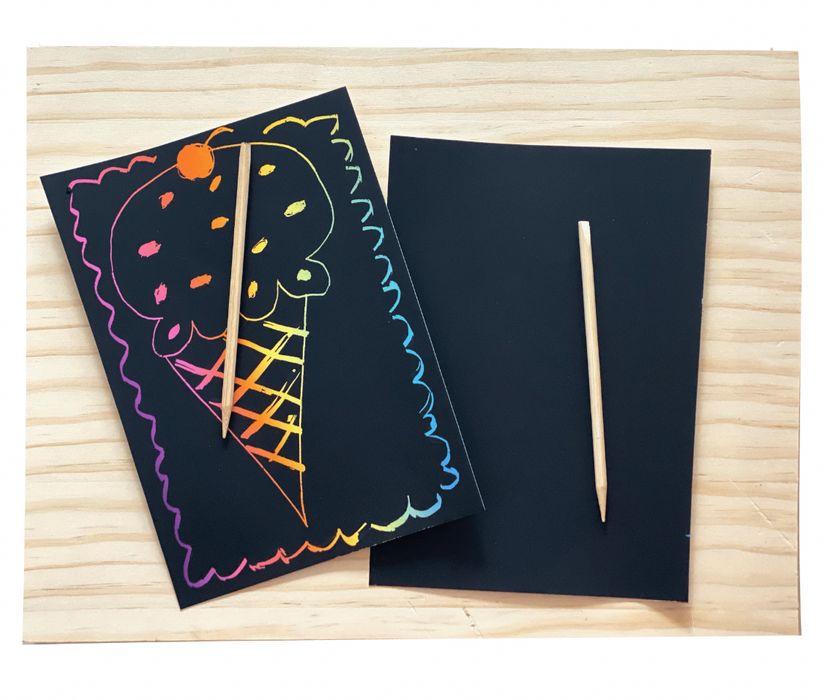 Castle & Kite Rainbow Scratch Art Paper Example