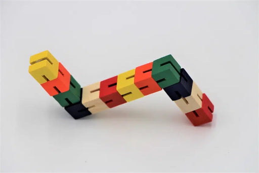 Snake and Cube Puzzle Fidget Toy for Kids Wooden & Bendy 